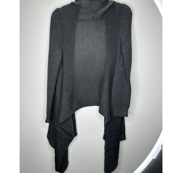 9/15 Saks 5th Ave Dark Gray Waterfall Front Cardigan with Sequins Large - Picture 11 of 16